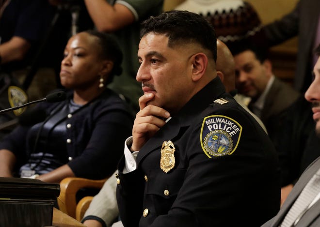 Milwaukee Police Chief Alfonso Morales pauses before responding to a question during a Fire and Police Commission meeting Dec. 18.
