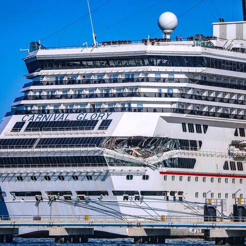 Damage to the Carnival Glory cruise ship after its