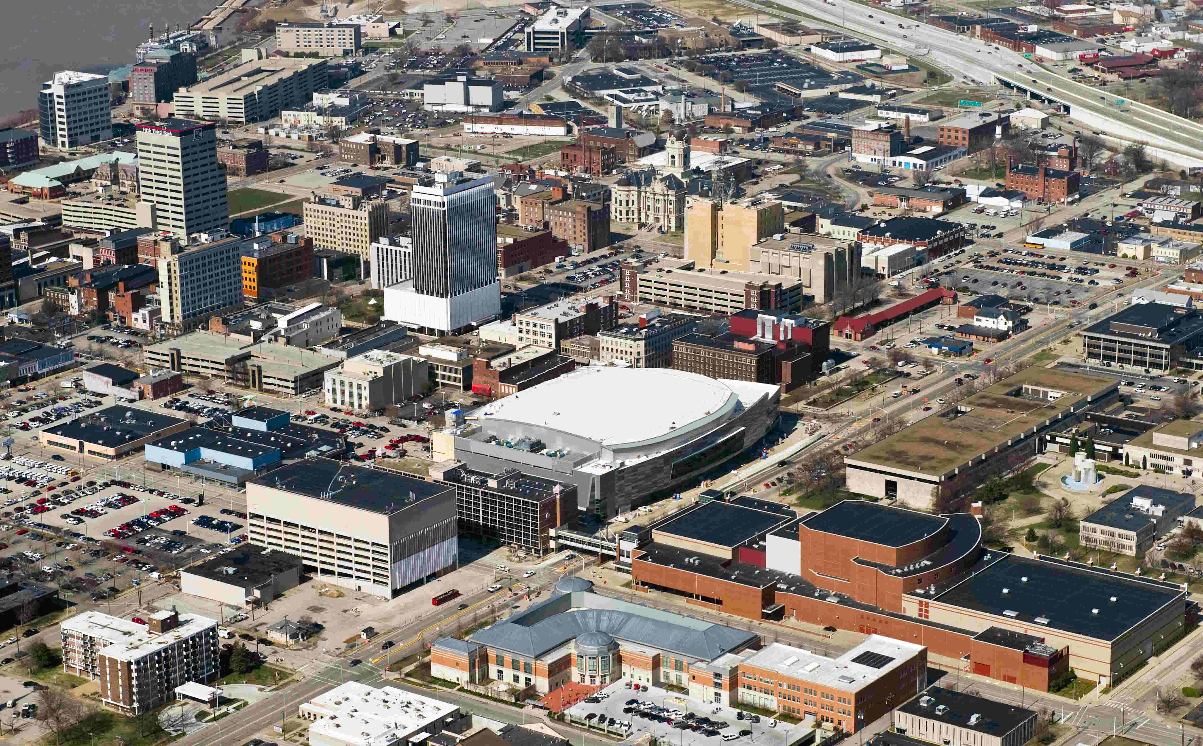 Satellite views of Evansville show areas that have had a lot of change