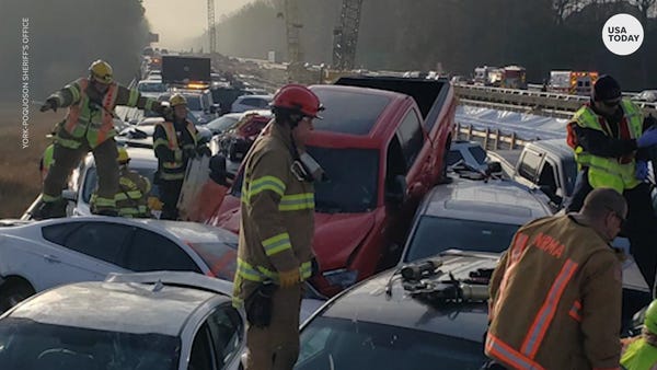 Over 60 cars involved in interstate crash