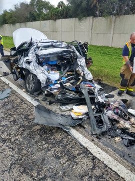 Two people suffered non-life-threatening injuries in a crash on Interstate 95 near Palm Bay the day before Christmas Eve.