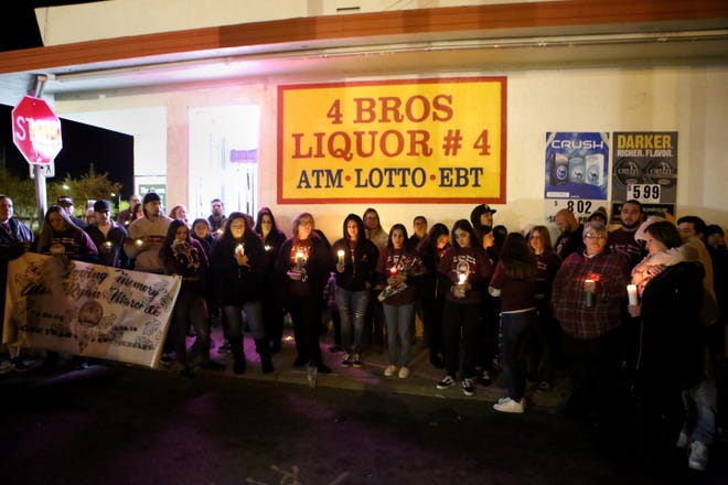 Friends and family gathered for a candlelight vigil for Alex Ryan Marcotte on the one-year anniversary of his death in Banning, Calif., on Saturday, December 28, 2019.