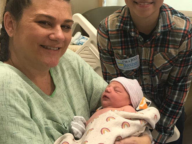 Liam James Casper was born at 12:57 a.m. on Wednesday, January 1, at Kaweah Delta Medical Center. Baby and mother Cassandra McCarter are pictured here with his new big brother.