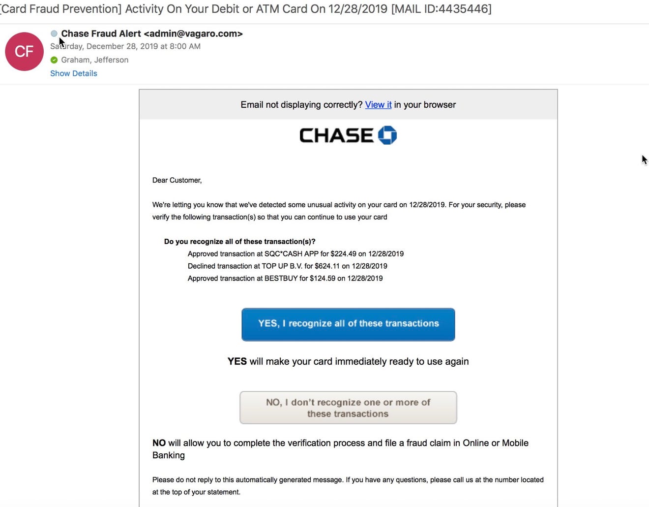 Take a good look at a phishing e-mail from a hacker