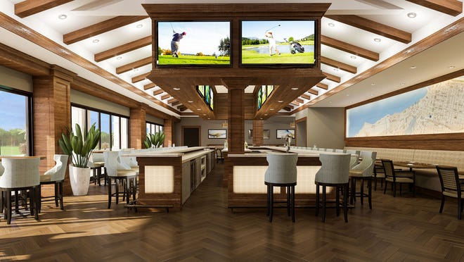 Artists’ rendering of the redesigned, expanded Mr. P’s Pub, a casual upscale restaurant in Vineyards Country Club.