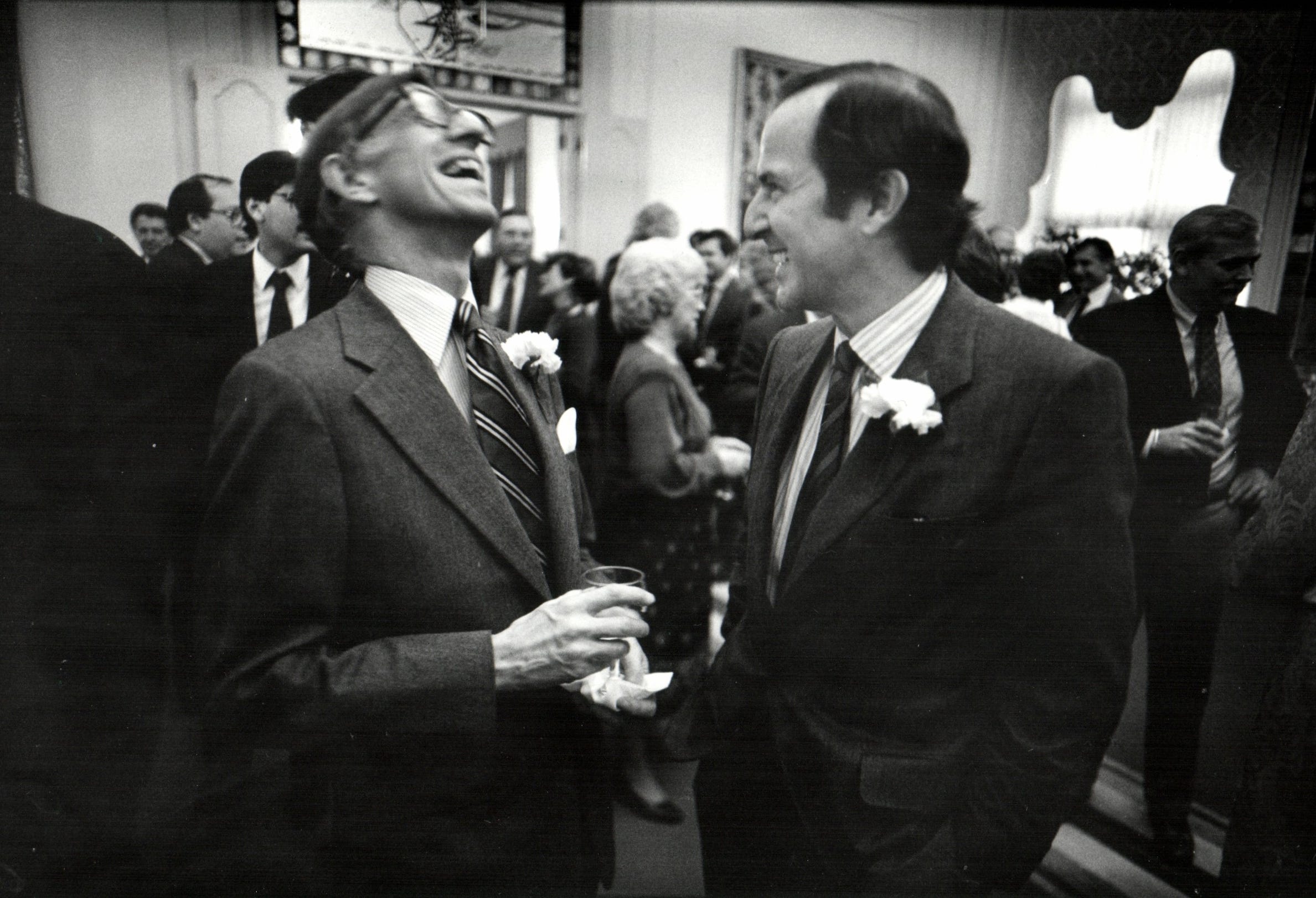 U.S. News & World Report reporter Nicholas Daniloff came to Detroit on Wednesday, Oct. 15, 1986, to speak at the Detroit Athletic Club about his adventures in a Soviet prison. He is shown with U.S. News & World Report Publisher Mortimer Zuckerman, right. Daniloff, who had been stationed in Moscow, was accused of being a spy. He was held for 30 days and then swapped by the United States for an alleged Soviet spy working at the United Nations. Daniloff, 51, lived in Grosse Pointe Farms and went to Kerby Elementary School from 1943 to 1946.