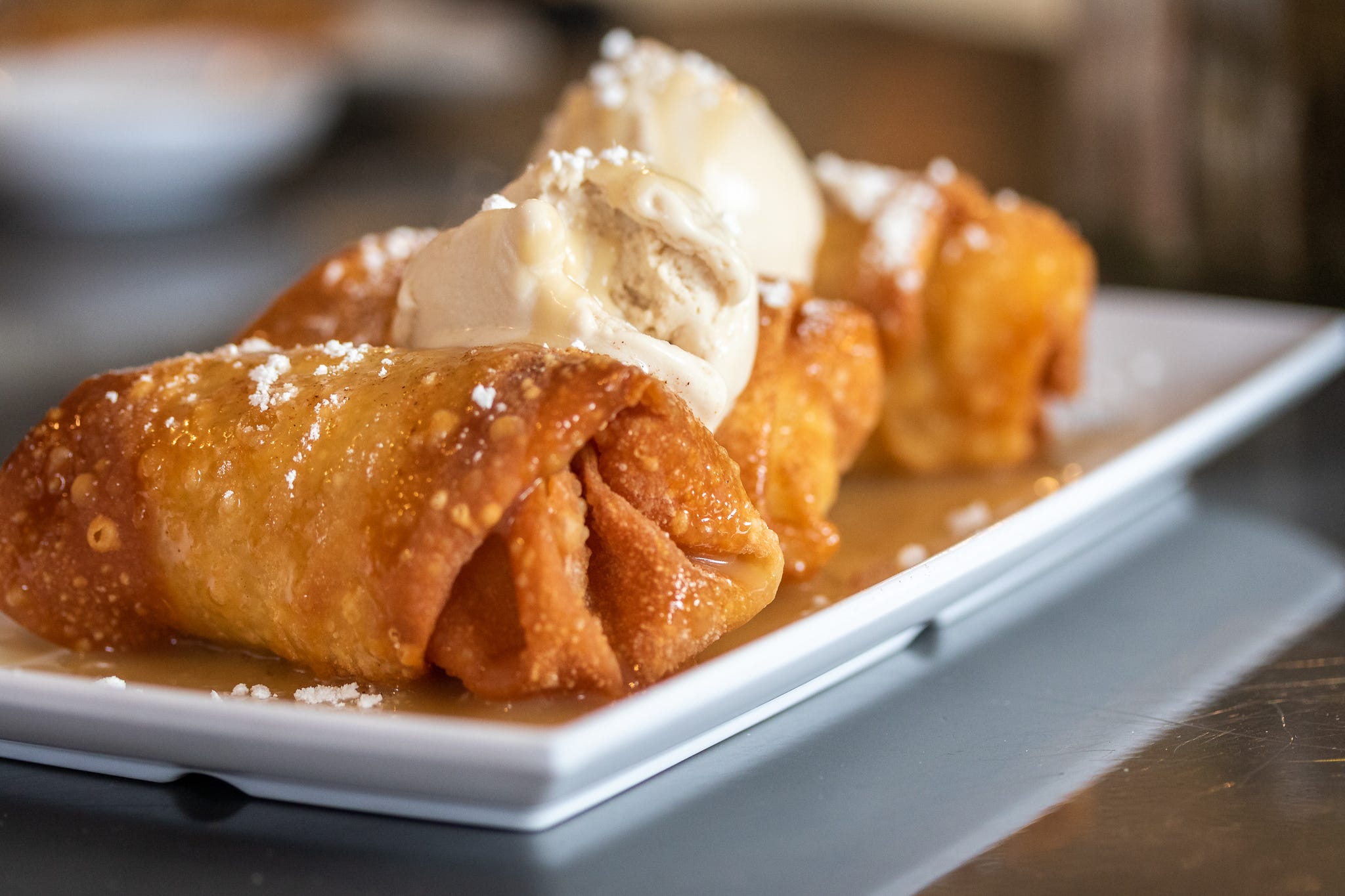 At NOLA Vegan in New Orleans, the dessert menu might include bananas Foster egg rolls.