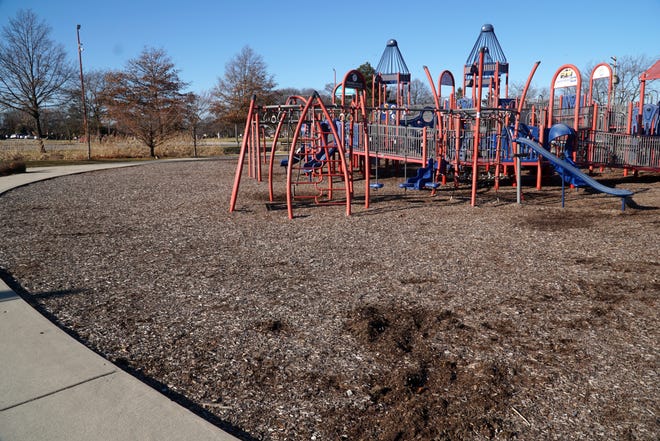 Westland's Tatan Park along Ford Road. The city is looking to make its city park's more handicapped accessible. Currently wheelchair or crutch or cane users would have difficulty getting to the playground structure over the mulch surface - and then accessing the equipment once there.                               
