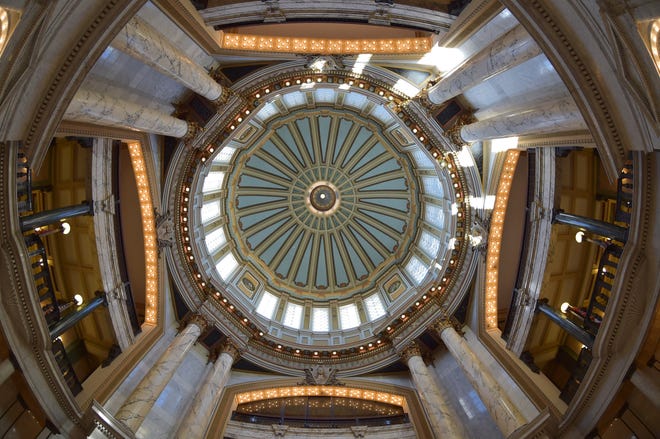 The dome of the Capitol building is illuminated by full sun on the first day of the Mississippi Legislature for 2020 on Tuesday, Jan. 7, 2020 in Jackson.