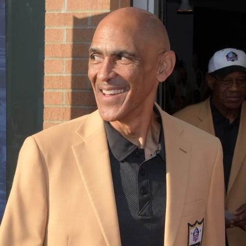 Tony Dungy arrives during the Pro Football Hall of
