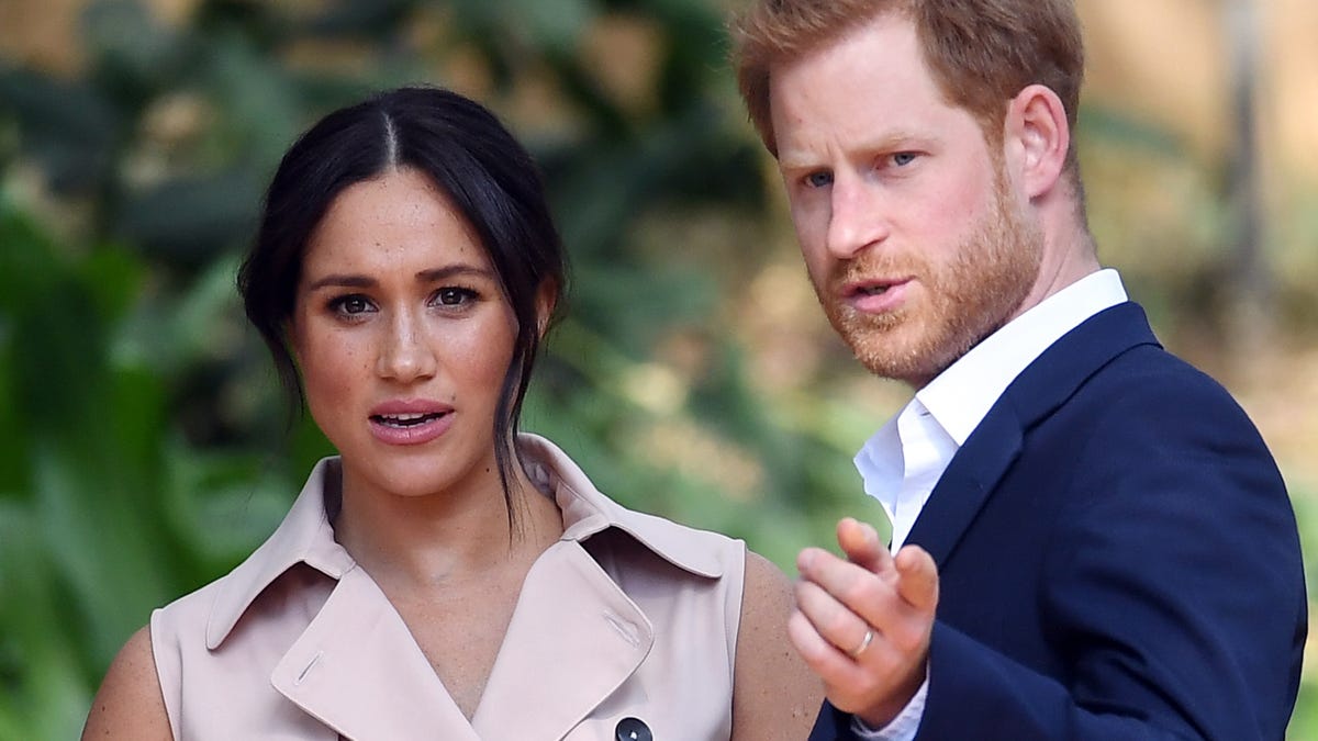 Duchess Meghan of Sussex and Prince Harry at a reception in Johannesburg, South Africa, October 2, 2019.