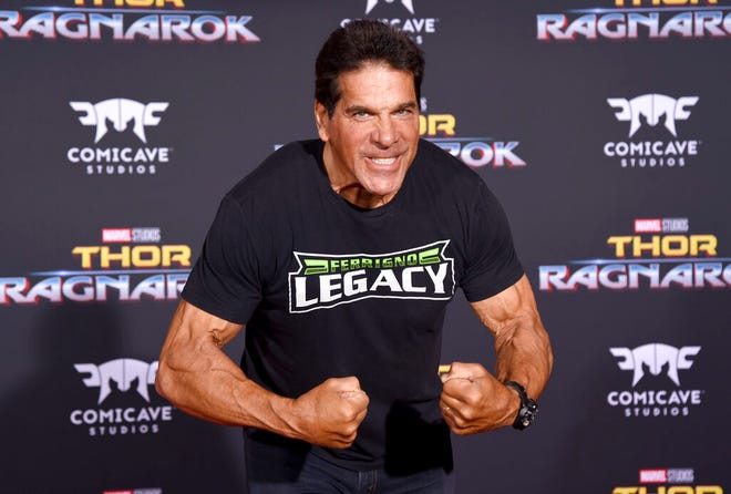 In this Tuesday, Oct. 10, 2017, file photo, Lou Ferrigno arrives at the world premiere of "Thor: Ragnarok" at the El Capitan Theatre in Los Angeles. Ferrigno, the actor in the CBS television series â€œThe Incredible Hulk,â€ is slated to become a sheriff's deputy in New Mexico.