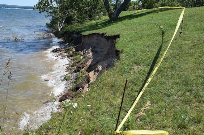 A look at erosion as a result of increased water levels from late 2019 at Bayfront Park in Petoskey.
