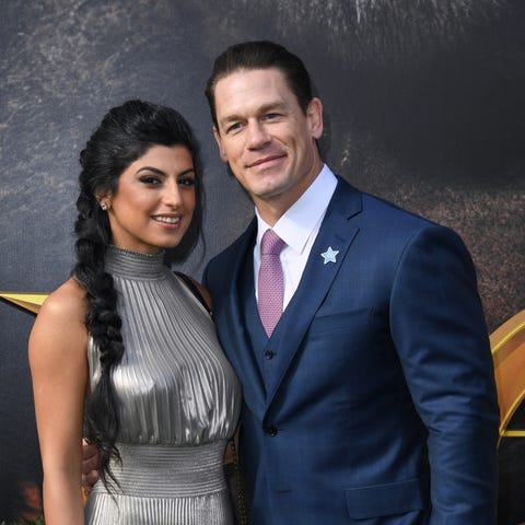 Shay Shariatzadeh and John Cena attend the Premier