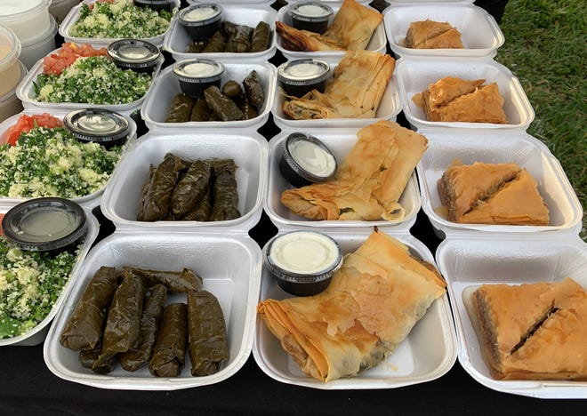 A wide assortment of offerings from Greek Grille at the Marco Island Farmer's Market.