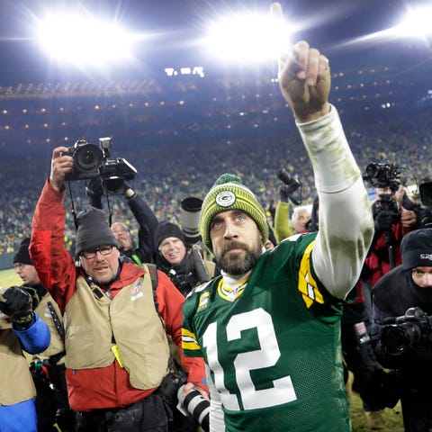 Green Bay Packers quarterback Aaron Rodgers (12) c