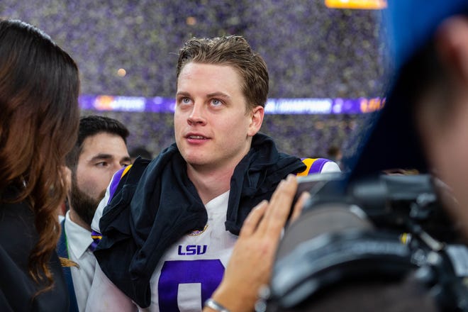 LSU Quarterback Joe Burrow after winning the The LSU Tigers take on The Clemson Tigers in the 2020 College Football Playoff National Championship. Monday, Jan. 13, 2020.