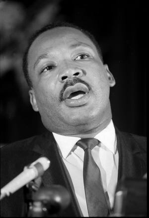Dr. Martin Luther King spoke during a voter registration rally in Louisville. Aug. 2, 1967
