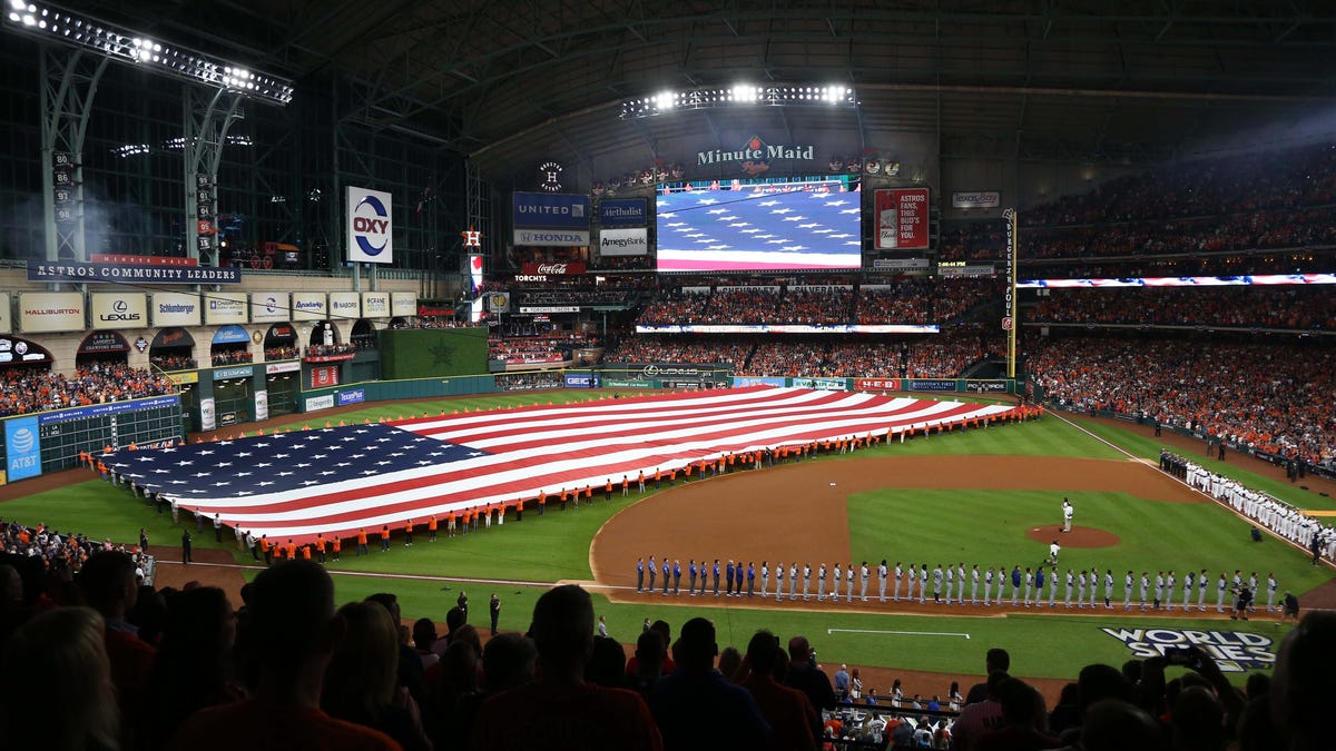 A view of Minute Maid Park before Game 3 of the 2017 World Series.