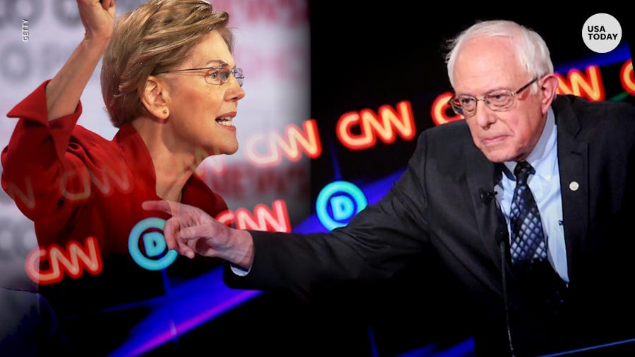 Sanders denies telling Warren a woman couldn't beat Trump, be president.