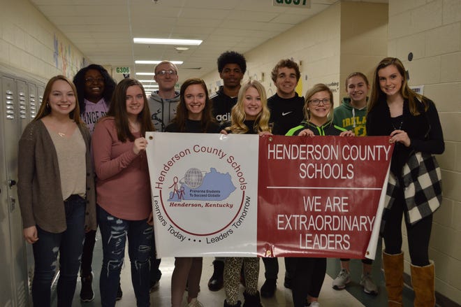 The HCHS Students of the Month for December 2019 are, front row from left,  Aaliya Settle, Reagan Campbell, Cadence McAtee, Addison Clark, Kaytlan Kemp, Jordan Troutman. Back row from left, Sanaa Jackson, Jacob Eblen, Stephan McGuire, Luke Fulkerson, Emmi Kirtley. Not Pictured: Emma Alves.