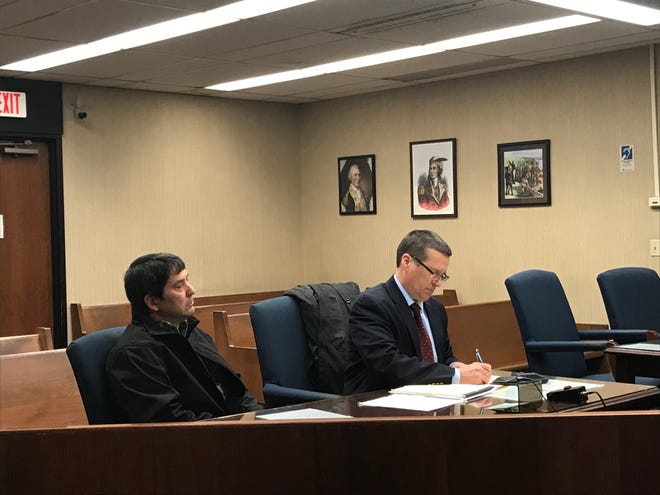 Richard "Rich" Campitelli Jr. (left) sits beside his attorney, Robert Calesaric, during a change of plea hearing in Licking County Municipal Court on Wednesday, Jan. 15, 2019. Campitelli pleaded guilty to misdemeanor charges of operating a vehicle while under the influence and driving within marked lanes during the hearing.