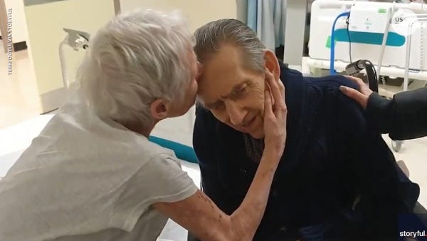 Lifelong sweethearts reunite at hospital after spe