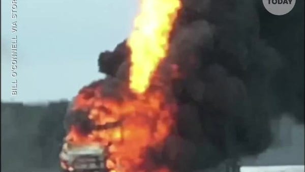 Semi-truck was seen engulfed in flames on Intersta