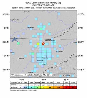 A 3.6 earthquake in Campbell County was felt in Blount, Knox and Anderson Counties.