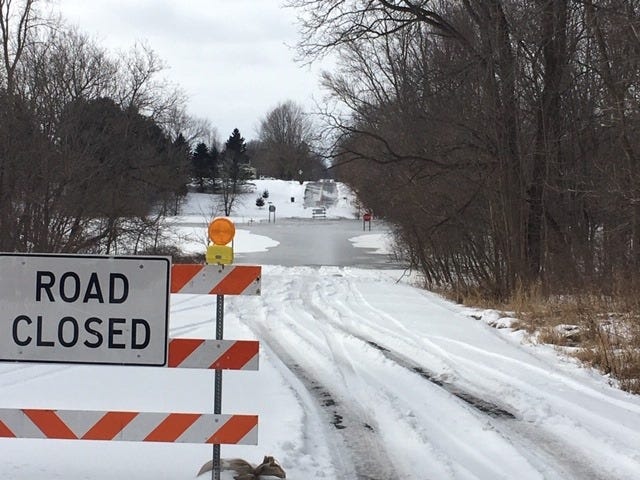 The intersection of Canal and Columbia roads is flooded on Jan. 20, 2020, according to a post from the Eaton County Sheriff's Department.
