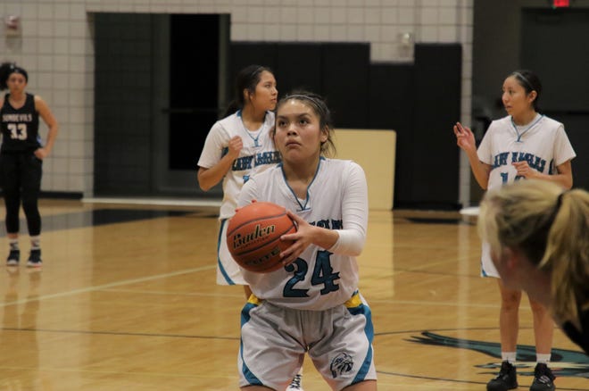 The Navajo Prep Lady Eagles believe Tai Tai Woods, seen here during a girls basketball game against Sandia Prep on Friday, Jan. 10, 2020 at the Eagles Nest in Farmington, is the last key piece in pursuing a state championship.