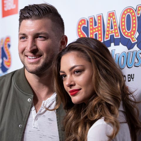 Tim Tebow and Demi-Leigh Nel-Peters at a February 