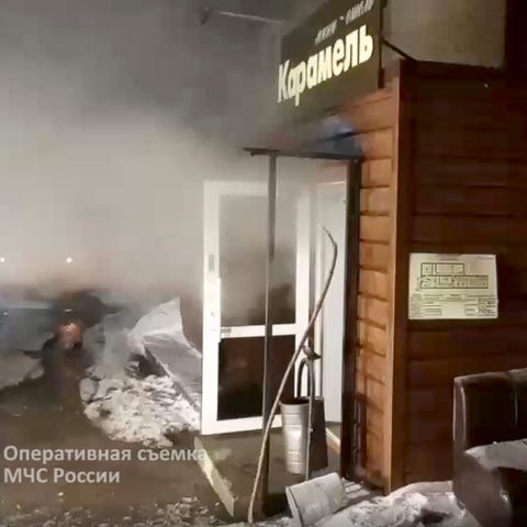 A heating pipe burst at a small Russian hotel in t