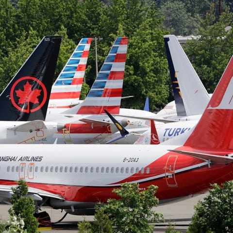In this file photo, dozens of grounded Boeing 737 