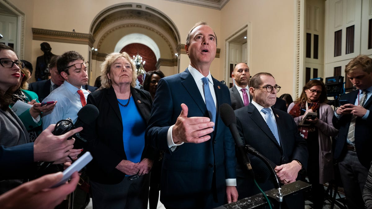 House impeachment manager Adam Schiff, D-Calif., speaks on the impeachment rules proposed by Senate Majority Leader Mitch McConnell in the U.S. Capitol on Tuesday
