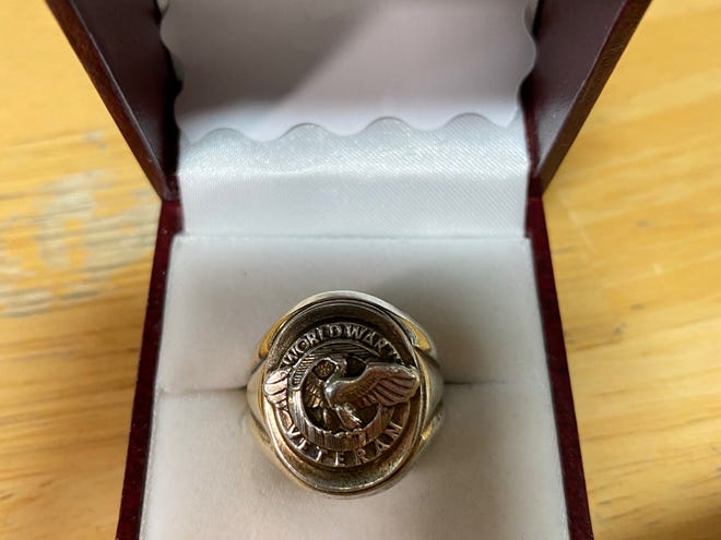 A World War II ring noting honorable discharge originally belonged to Wilson Chenvert, and was returned to his daughter Denise this week after she unknowingly donated it to Sunshine House.