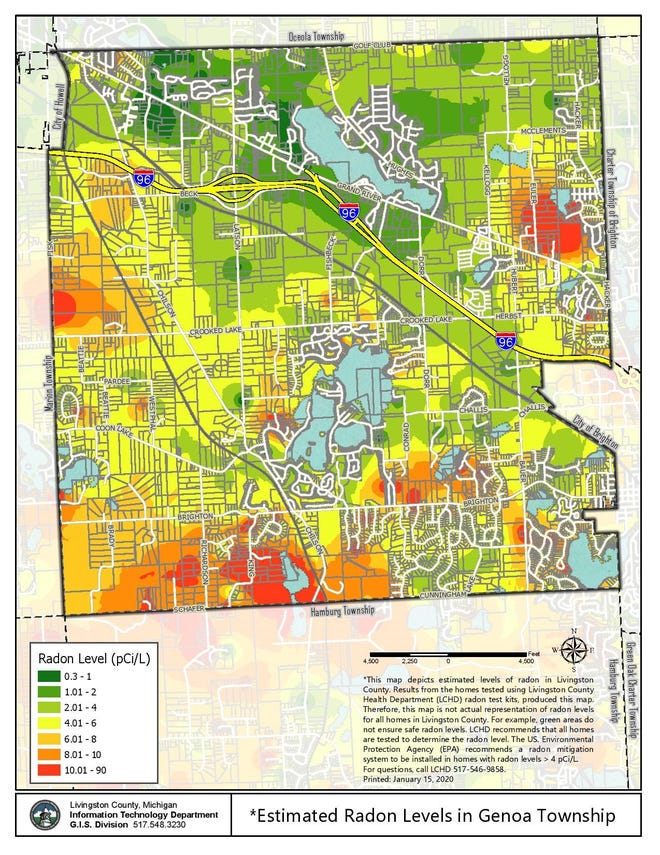 New Maps Shows Estimated Radon Levels In Livingston Cities Townships