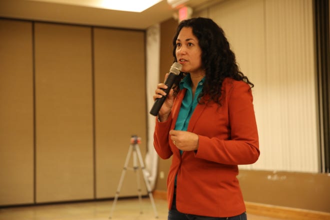 U.S. Rep. Xochitl Torres Small, D-N.M., speaks at a town hall at the Farm and Ranch Heritage Museum in Las Cruces on Jan. 21, 2020.
