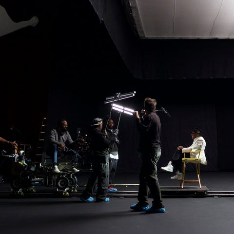Oscar-winning director Spike Lee on the set in Hol