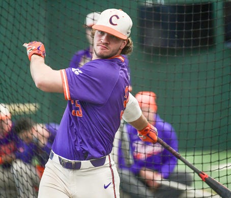 Clemson sophomore Chad Fairey(35) during batting practice at the first official team Spring practice at Doug Kingsmore Stadium in Clemson Friday, January 24, 2020.