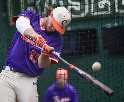 Clemson sophomore Chad Fairey(35) during batting practice at the first official team Spring practice at Doug Kingsmore Stadium in Clemson Friday, January 24, 2020.