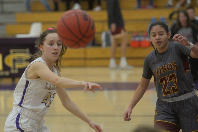 Fort Collins basketball player Olivia Deines throws a pass during a game against Rocky Mountain on Friday, Jan. 24, 2020. Fort Collins won 50-46.