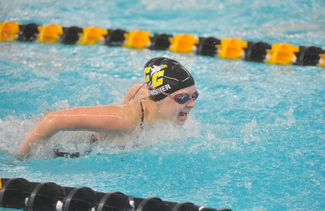 Colonel Crawford's Emma Swisher competes in the 200 IM at the NCOSL Championship.