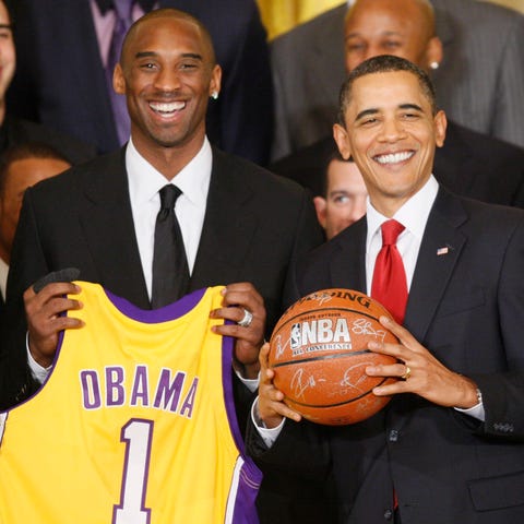 Kobe Bryant with former President Barack Obama in 