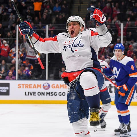 Washington Capitals left wing Alex Ovechkin has pu