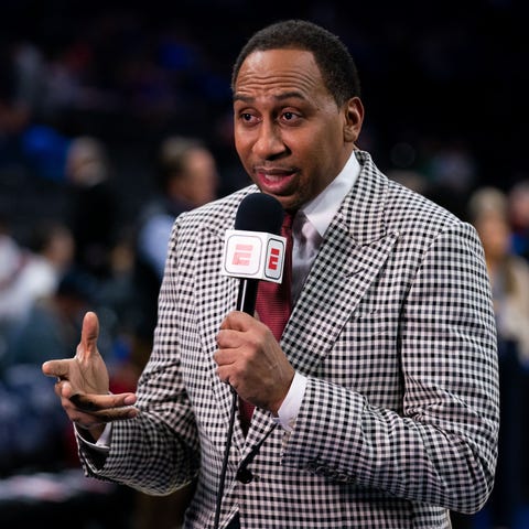 Stephen A. Smith at a Philadelphia 76ers game in D