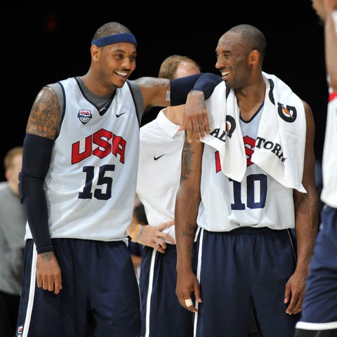 Former Team USA teammates Carmelo Anthony (15) and