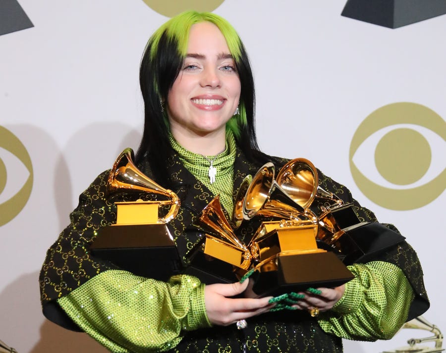 Billie Eilish is the first person to sweep the four major Grammys – album, record and song of the year, plus best new artist – since Christopher Cross in 1981.