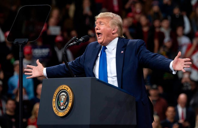 President Donald Trump campaigns in Milwaukee on Jan. 14, 2020.