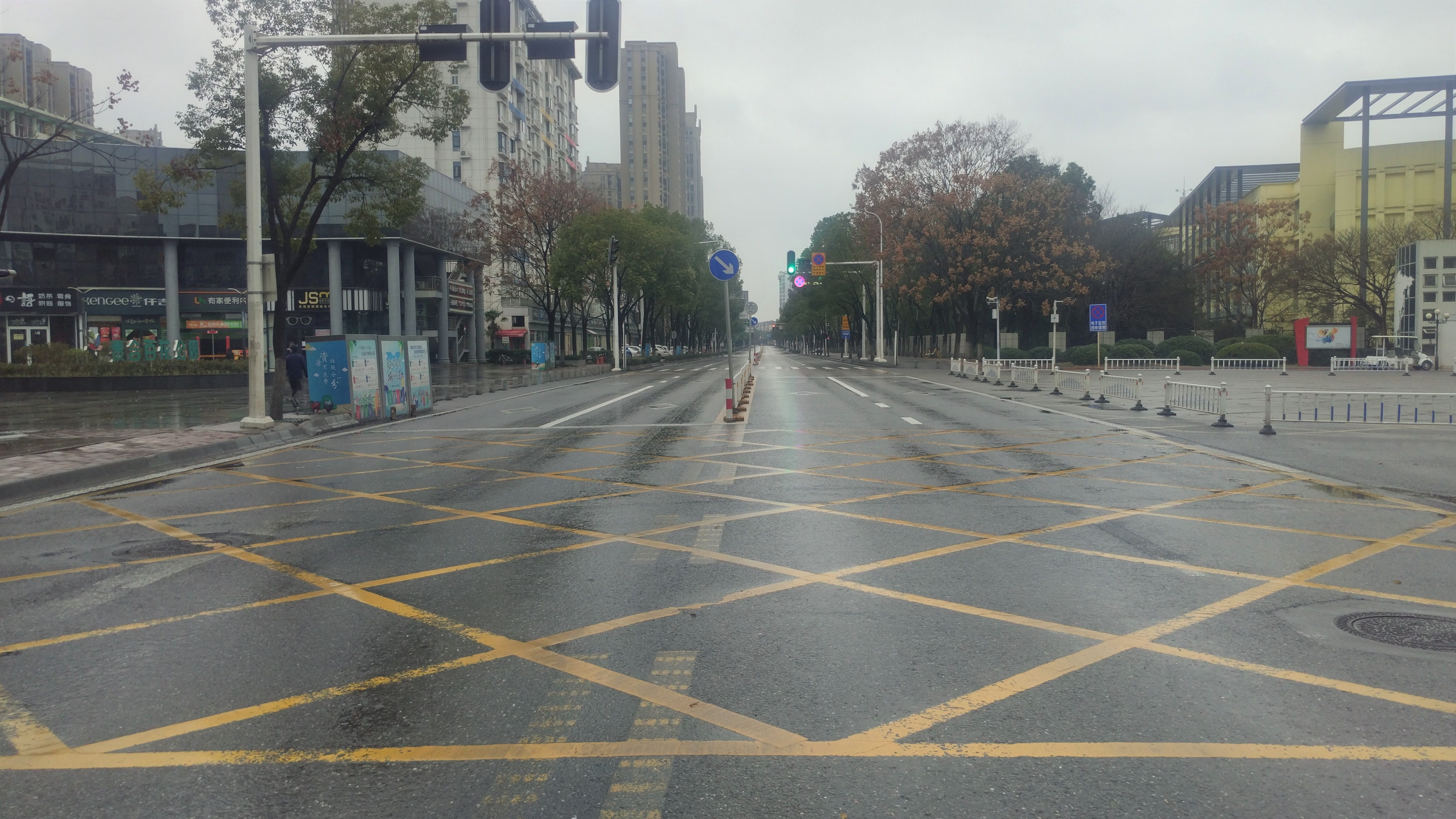 The road outside the Jianghan University campus on Jan. 27, 2020.